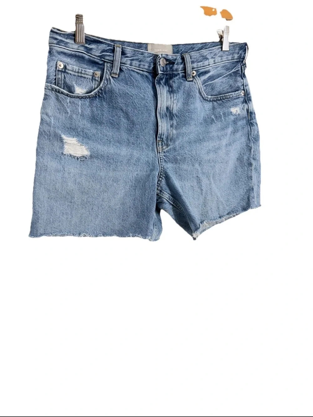 Everlane Women’s The Denim Short 100% Organic Cotton Distressed Blue Long 29